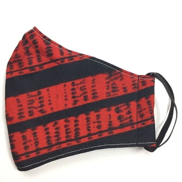 2/$15 - Batik Mask, Blue & Red African Wax Face Mask, Filti Filter - Picture 2 of 15